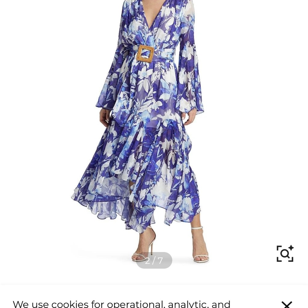 Elliatt Blue & White Floral Wrap Maxi Dress